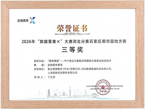 2026年“数据要素×”大赛河北分赛石家庄都市圈地方赛 三等奖